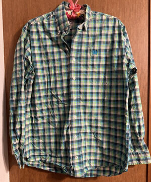 Cinch Rodeo Denver, USA Mens XS Long sleeve button down western teal navy green